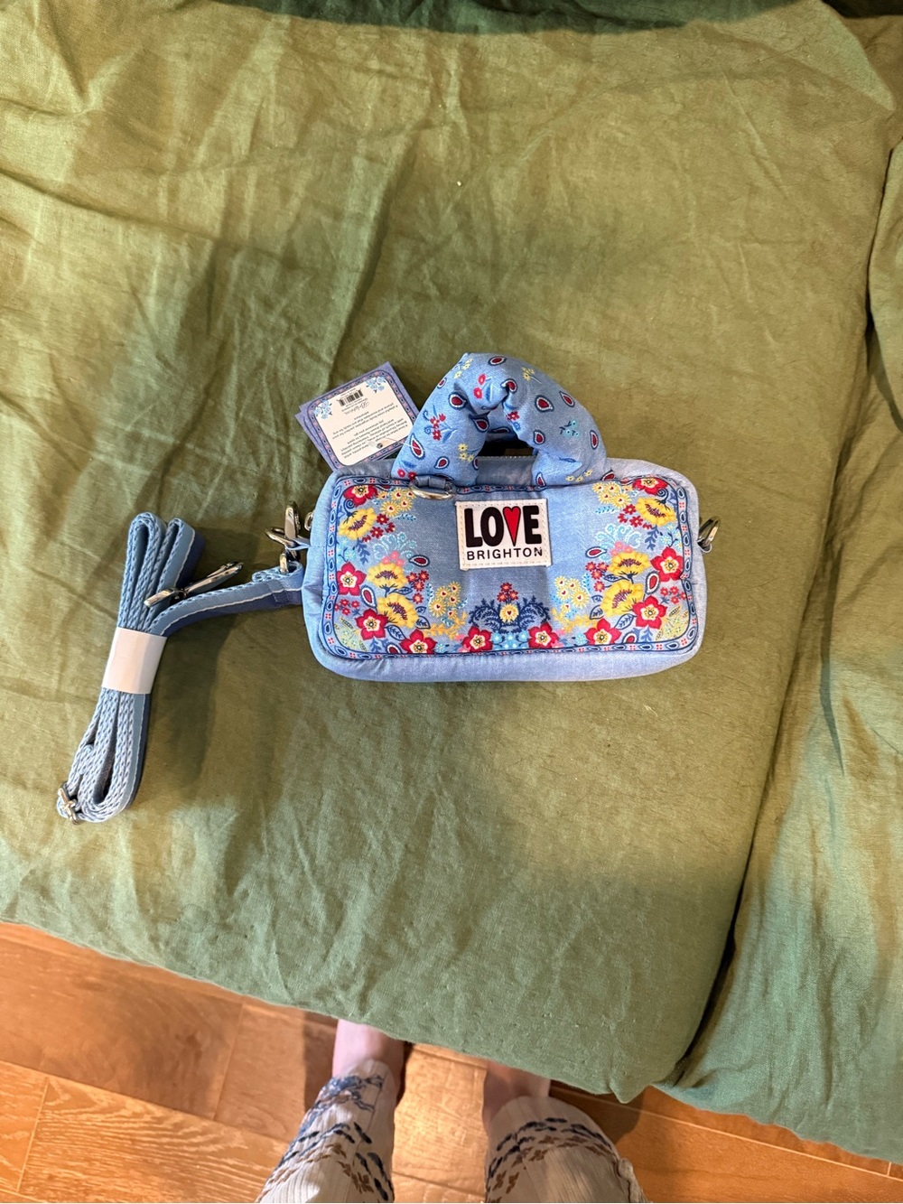 Brighton LOVE Blue Floral Mini Crossbody Bag